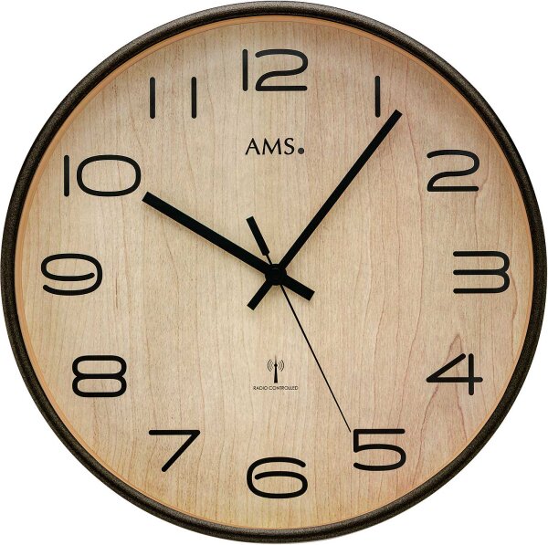 Modern radio-controlled wall clock case diameter 32 cm - AMS Model: 5502