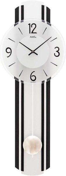 Pendulum wall clock wood aluminum - AMS Model: 7231
