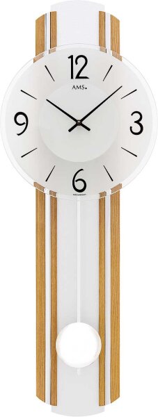 Pendulum wall clock wood aluminum - AMS Model: 7232