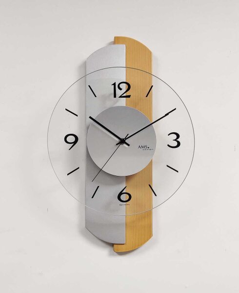 Modern quartz wall clock 27 x 42 x 6 cm - AMS Model: 9209