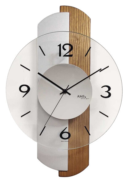Modern quartz wall clock 27 x 42 x 6 cm - AMS Model: 9211