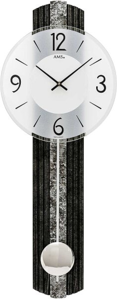 Modern pendulum clock with metallic overlay - AMS Model: 7486