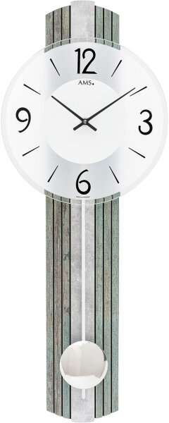 Modern pendulum clock silver antique overlay - AMS Model: 7488