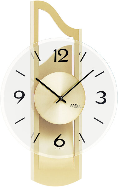 Modern wall clock with brass overlay - AMS Model: 9679