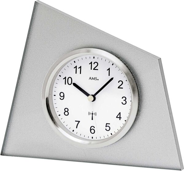 Modern table clock made of acrylic glass, silver - AMS Model: 5175S
