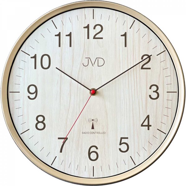Wall clock with radio movement and wood look dial - JVD Model: RH17.2