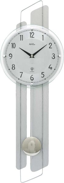 Modern pendulum clock with alpine hay inlay - AMS Model: 5330