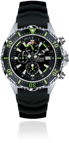 Mens divers watch - Series: Depthmeter Chronograph 300M - Chris Benz Model: CB-C300-G-KBS
