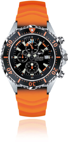 Mens divers watch - Series: Depthmeter Chronograph 300M - Chris Benz Model: CB-C300-O-KBO
