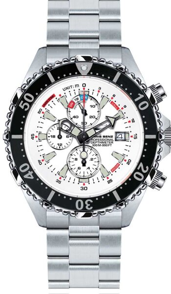 Mens divers watch - Series: Depthmeter Chronograph 300M - Chris Benz Model: CB-C300-W-MB