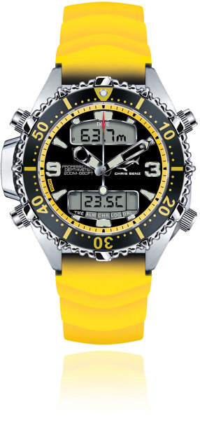 Mens Diver Watch Depthmeter Digital 200M - Chris Benz Model: CB-D200X-Y-KBY