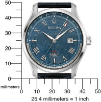 Mens watch, date, leather strap - Bulova Model: 96B385