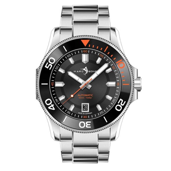 Classic Diver Black/Orange Divers watch - Marc and Sons Model: MSD-051-03-S