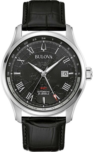 Mens watch, date, leather strap - Bulova Model: 96B387