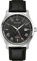 Mens watch, date, leather strap - Bulova Model: 96B387