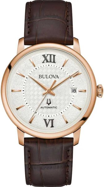 Mens watch, date, leather strap - Bulova Model: 97B225