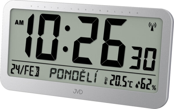 Radio-Controlled Alarm Clock, Digital, Silver, Height 20.2 cm - JVD Model: RB9359.2