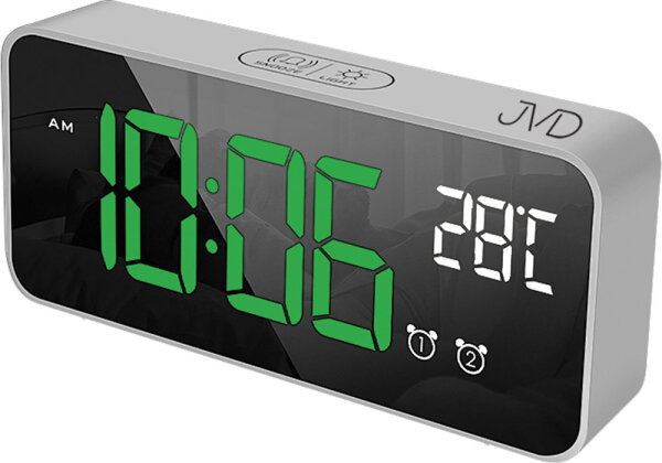 Mains-Powered Alarm Clock, Digital, Gray, Green Display - JVD Model: SB8005.1