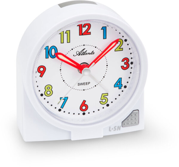 Childrens Alarm Clock White 8 cm - Atlanta Model: 2127/0