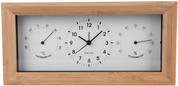 Bamboo Alarm Clock, Analog, Black - Karlsson Model: KA5925WH