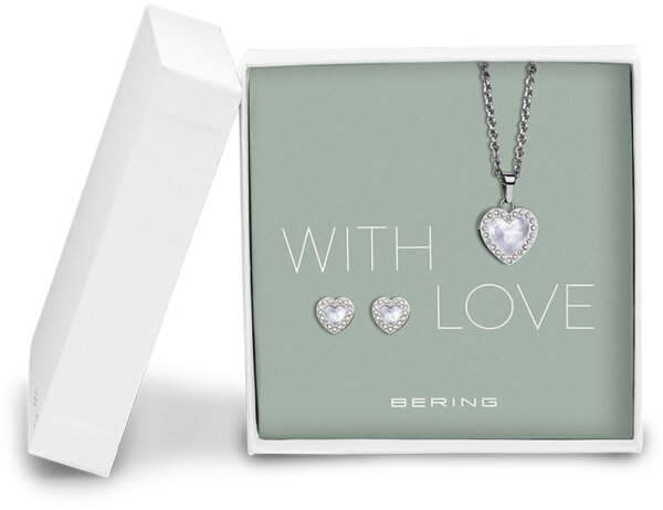 Jewelry Set Necklace with Pendant and Stud Earrings - Bering Jewelry Model: 428-712-Silver