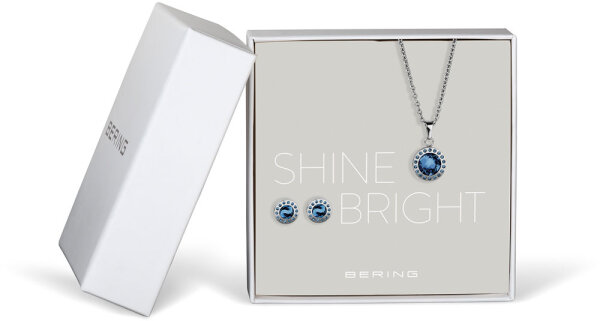 Jewelry Set Necklace with Pendant and Stud Earrings - Bering Jewelry Model: 429-711-Blue
