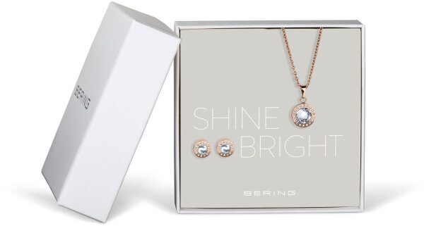 Jewelry Set Necklace with Pendant and Stud Earrings - Bering Jewelry Model: 429-711-Rosegold