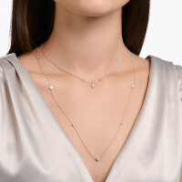 Necklace with Hearts and White Stones - 925 Sterling Silver