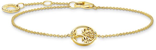Bracelet Tree of Love with White Stones - 750 Yellow Gold Plated