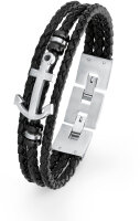 Braided Leather Bracelet with Anchor Pendant - s.Oliver...