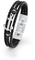 Braided Leather Bracelet with Anchor Pendant - s.Oliver Jewelry Model: 2018683