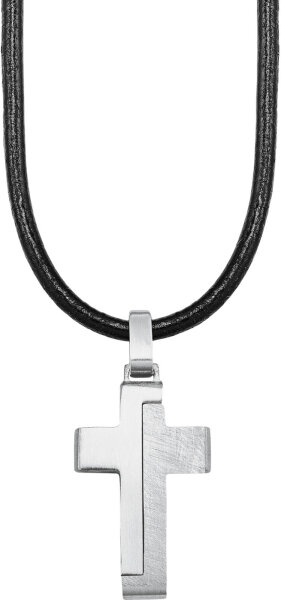 Kids Leather Necklace with Cross Pendant - s.Oliver Jewelry Model: 2024225