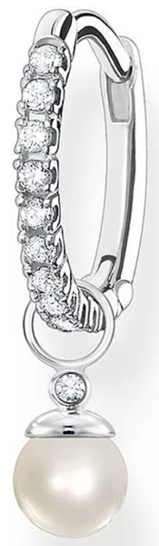 Single Hoop Earring with Stones and Pearl Pendant