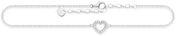 Anklet with Heart and Stones - 925 Sterling Silver