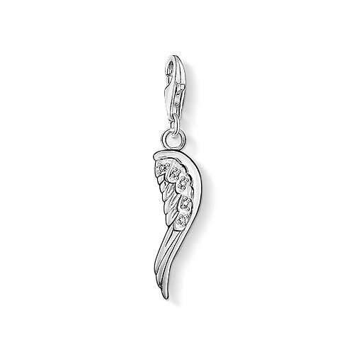 Charm Pendant Angel Wing with Stones - 925 Sterling Silver