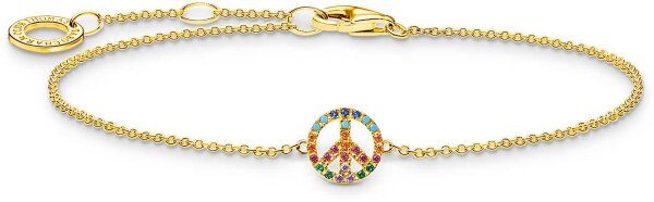 Bracelet Peace with Colorful Stones - 750 Yellow Gold Plated