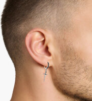 Hoop Earrings with Snakes and Sword Pendant - 925 Sterling Silver Blackened