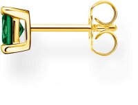 Single Stud Earring with Green Stone - 750 Yellow Gold...
