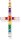 Pendant Cross with Colorful Stones - 750 Yellow Gold Plated