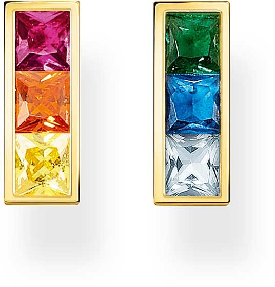 Stud Earrings with Colorful Stones - 750 Yellow Gold Plated