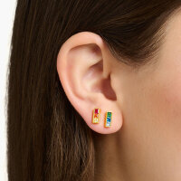 Stud Earrings with Colorful Stones - 750 Yellow Gold Plated