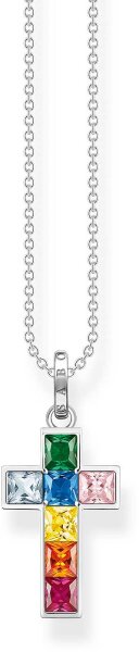 Necklace with Colorful Cross - 925 Sterling Silver