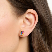 Stud Earrings with Colorful Stones - 750 Yellow Gold Plated