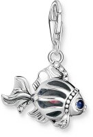 Charm Pendant Fish with Blue Stones - 925 Sterling Silver
