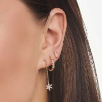 Single Stud Earring with Small Stones - 750 Yellow Gold Plated