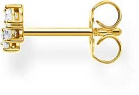 Single Stud Earring with White Stones - 750 Yellow Gold Plated