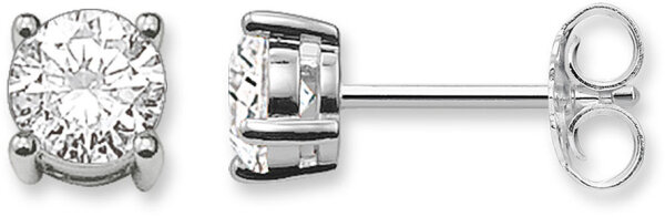 Ear studs with a white stone - 925 sterling silver