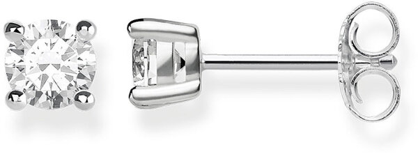 Ear studs with a white stone - 925 sterling silver