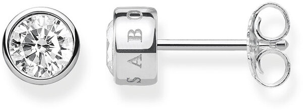 Ear studs with a white stone - 925 sterling silver