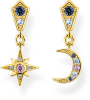 Ear studs Royalty star & moon - 750 yellow gold plating